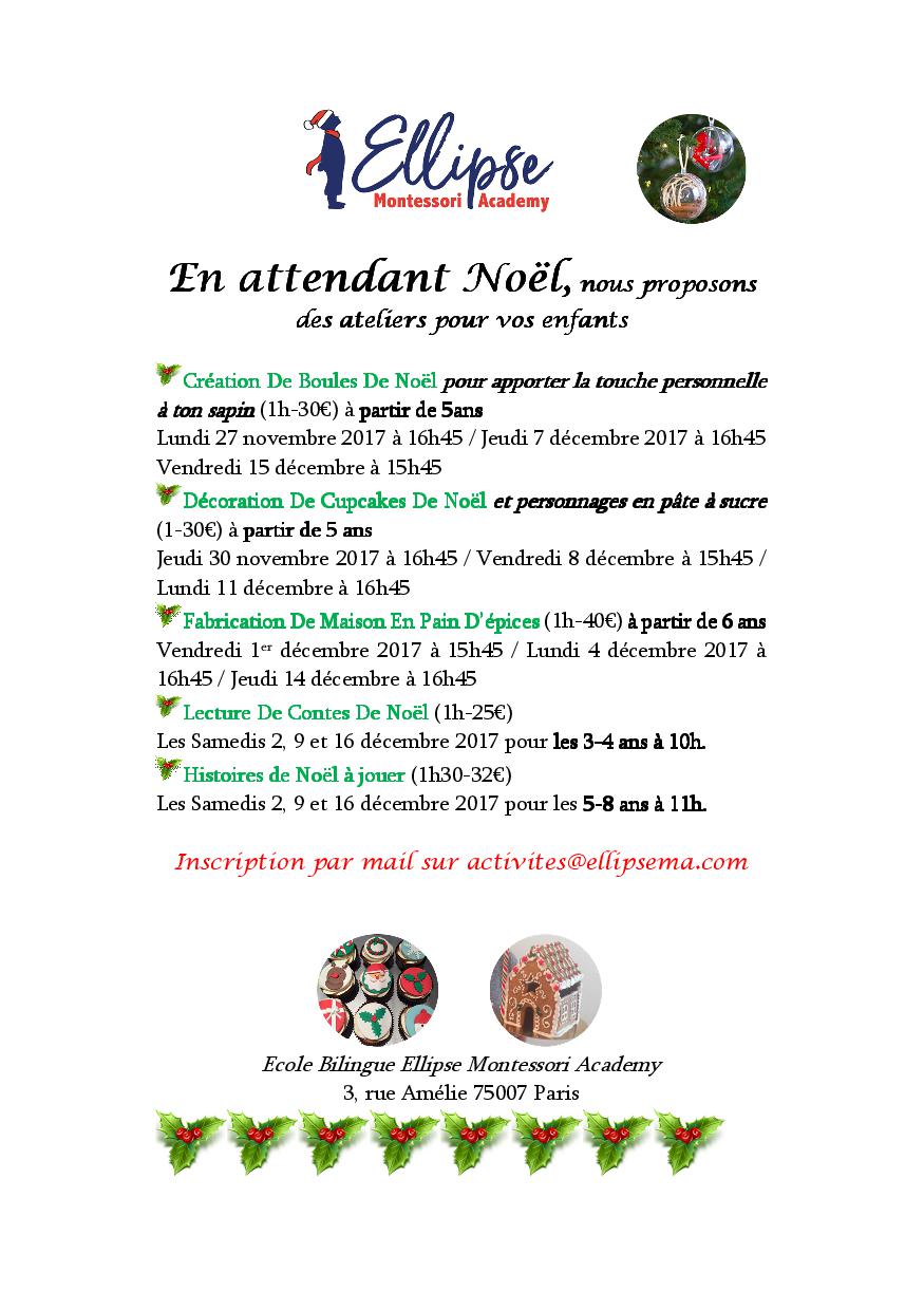 Flyer Noel 2017 - Ellipse Montessori Academy