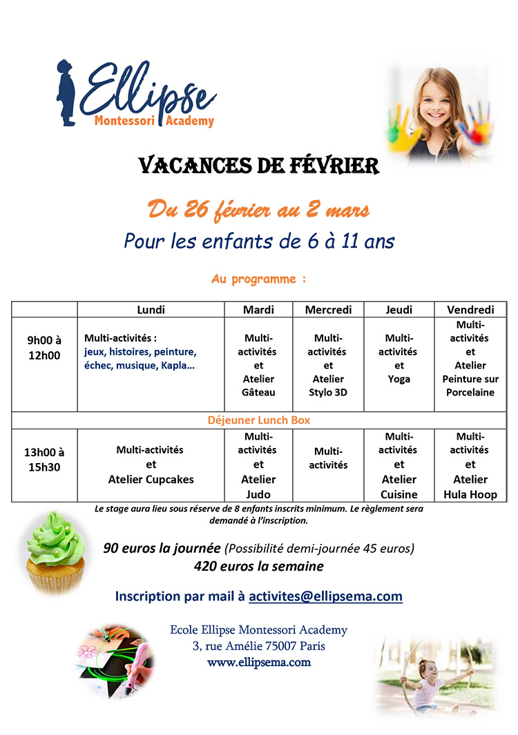 Flyer Vacances Fevrier - Ellipse Montessori Academy