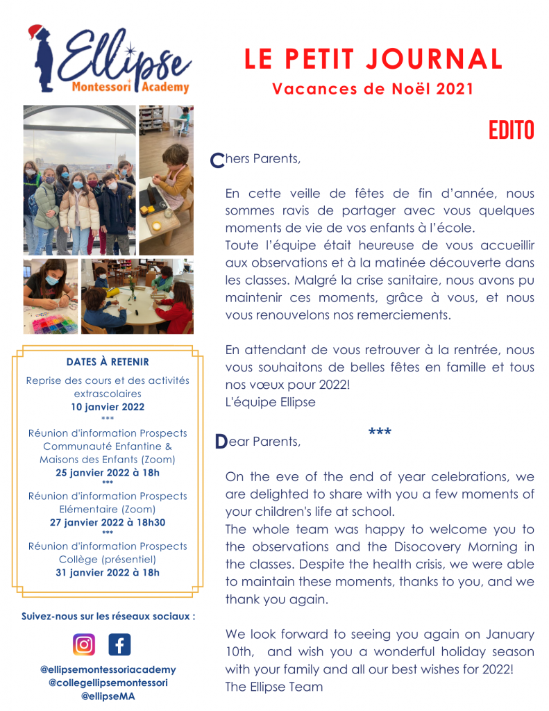 _Le Petit Journal de Noël - Ellipse Montessori Academy